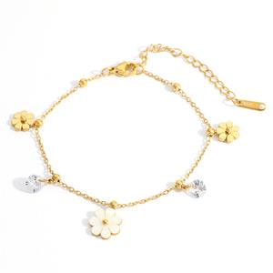 Flower Charm <b>Bracelet</b> 18k Gold Plated With <b>Shell</b> And Zircon Pendant For Women Everyday Wear - Product Image 5