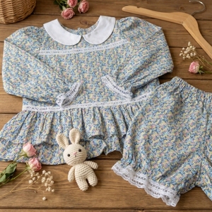 Conjunto de Pijama de Algodón para Niños, Manga Larga, Estampado Floral, Ropa de Dormir Suave y Transpirable, Venta al Por Mayor OEM 2026 - Product Image 1