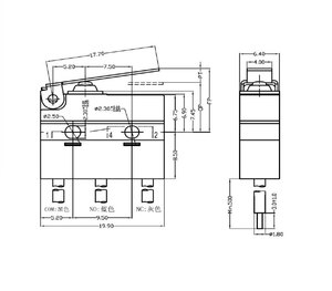 Unionwell 3 웨이 1A 125V 스위치 마이크로 켜기 마이크로 스위치 블레이드 엔드 스톱 마이크로 스위치 소형 마이크로 리미트 스위치 - Product Image 3