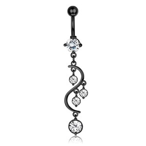 CRYSPURE 14g Anello da <span class=keywords><strong>ombelico</strong></span> in acciaio inossidabile placcato nero da donna, con zircone, <span class=keywords><strong>serpente</strong></span>, luna, rosa, pendente, gioielli per <span class=keywords><strong>piercing</strong></span> all'<span class=keywords><strong>ombelico</strong></span>, all'ingrosso, OEM - Product Image 3