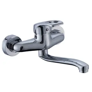 YOROOW Boa Qualidade Wall Mounted Torneira De Cozinha Parede Misturador Torneira De Cozinha Zinc Body Zinc Handle Kitchen Tap Brass Silver