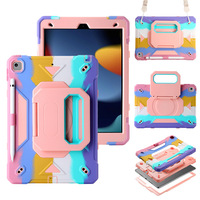 Étui pour tablette iPad 102 (7e/8e/9e génération) en silicone PC avec support rotatif et sangle de poignet, compatible Air 11 pouces, avec bandoulière, résistant aux chutes