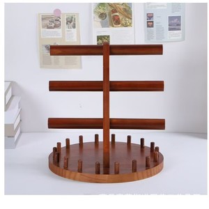 Expositor de joyería de madera de 4 niveles para escritorio, organizador de pulseras y brazaletes - Product Image 3