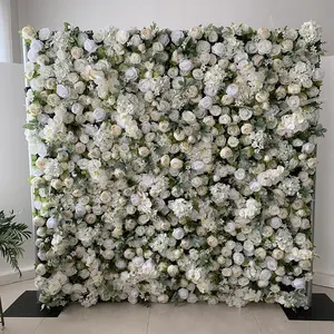 Event Fabric Peony Arrangement Rustic Silk Roll Up Artificial Wedding Decor Flower Panel Backdrop Wall