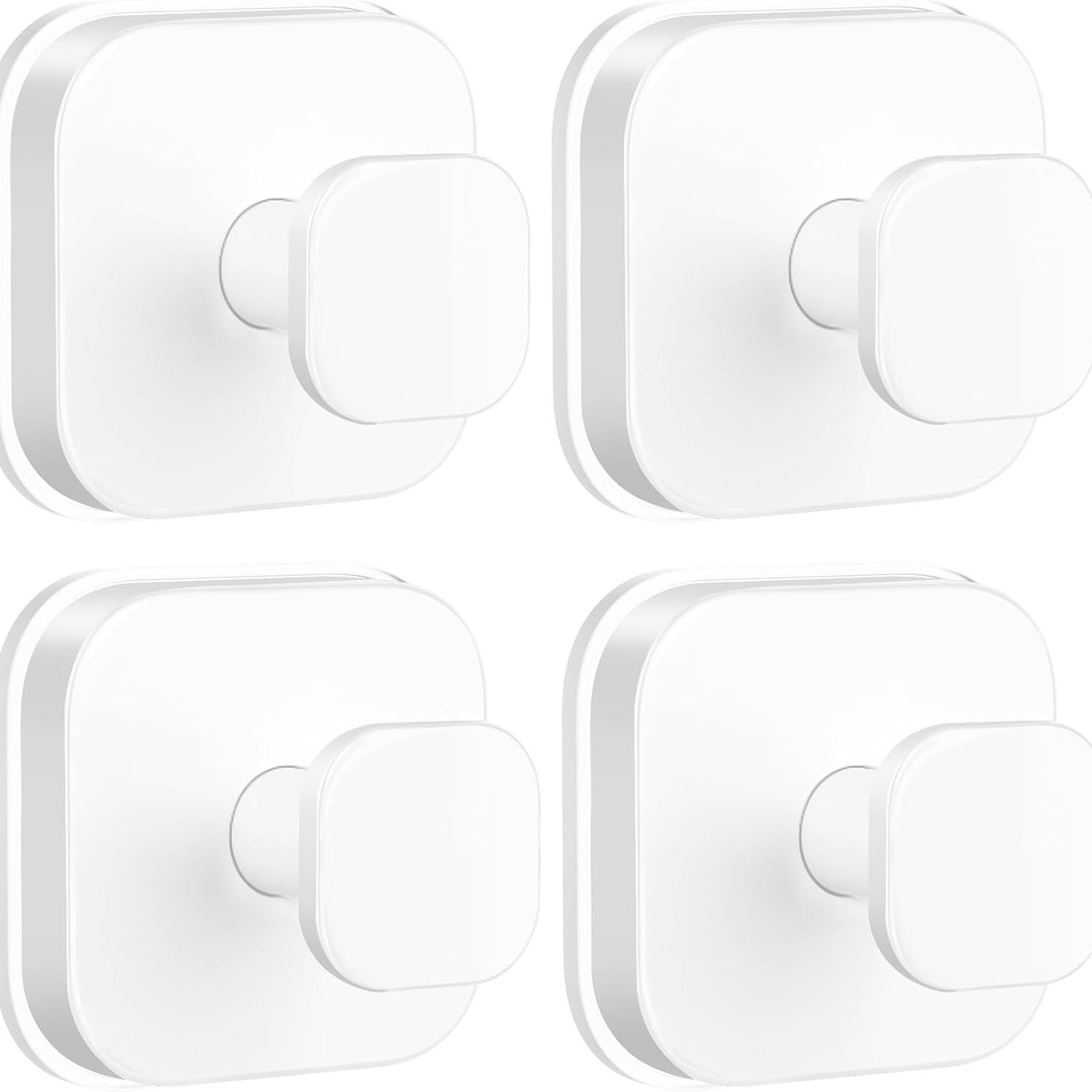 Crochet carré à ventouse-blanc-pack de 4
