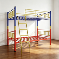 Lit superposé moderne en acier à double couche, réglable, robuste, pour chambre d'enfant, en métal durable, peinture colorée, chambre à coucher, école, salon