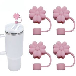Food Grade Silicone Cute Flower <b>Straw</b> Toppers <b>Reusable</b> DustProof Eco-Friendly Washable Bar Accessories - Product Image 1
