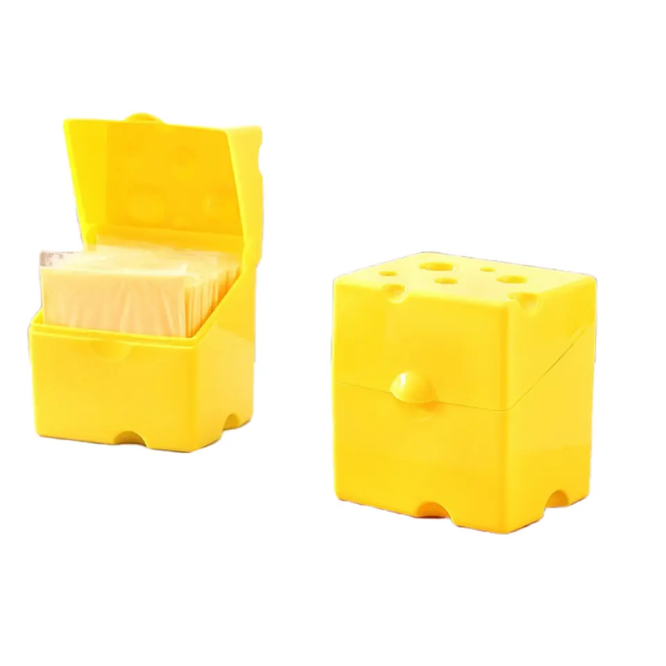 بسعر الجملة مربع اللون اصفر BPA حافظة للجبن من البلاستيك حفظ الشبن الطازج للمثلجات بالثلاجة