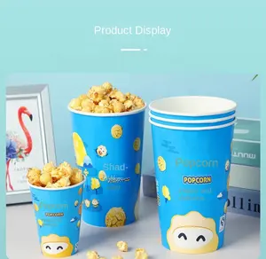 Hot Selling Eco Vriendelijke Custom Papier Popcorn Dozen Wegwerp 64Oz Papieren Popcorn Containers