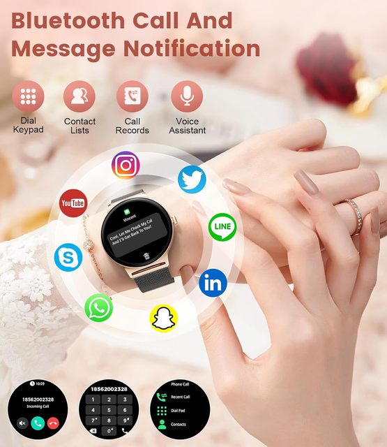 Smart Watches for Women,1.43'' HD AMOLED Screen,Bluetooth Call,120+ Sports Modes,Calorie Counter,Reloj Inteligente para Mujer