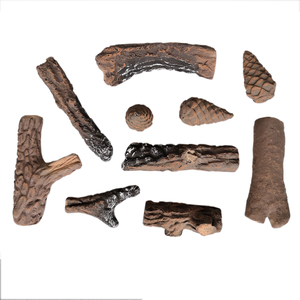 Fireplace Ceramic <strong>Decorative</strong> Wood Alcohol Gas Fireplace <strong>Log</strong> Sets Ten Piece Suit Pine Cone - Product Image 1
