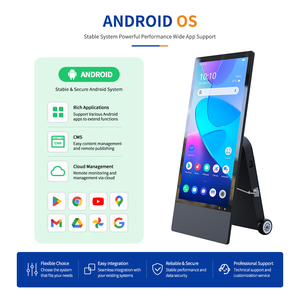 Afficheur numérique LCD portable sur pied de 43 pouces, alimenté par batterie, avec roulettes, pour la publicité en magasin de détail - Product Image 2