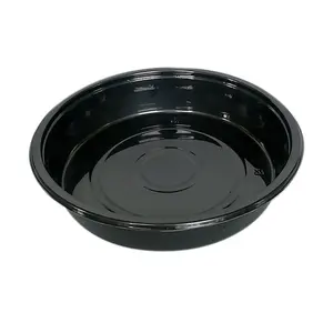 Wholesale disposable round cpet baking/microwave/oven container blister food airline meal tray