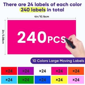 <b>Removable</b> Large Moving Labels 240 Sheets Waterproof Color Stickers For Storage Jars Freezer Food Kitchen Office <b>Boxes</b> - Product Image 2