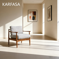Fauteuil d'appoint moderne et confortable en tissu rembourré en bois massif pour salon/chambre/maison/bureau/coin lecture