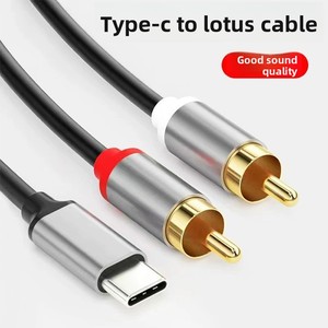 Type-C double câble audio <span class=keywords><strong>RCA</strong></span> (<span class=keywords><strong>Cinch</strong></span>) connexion un à deux pour la connexion de haut-parleurs d'amplificateur de téléphone portable d'ordinateur filaire - Product Image 3