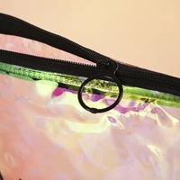 Sac en PVC coloré holographique transparent effet arc-en-ciel, petit sac de maquillage refermable en PVC avec fermeture éclair blanche – Vente chaude