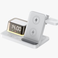 18W Klokwekker Magnetische Draadloze Oplader met Type-C Poort - 3-in-1 Oplaadstation met standaard voor Telefoons, Smartwatches en Hoofdtelefoons