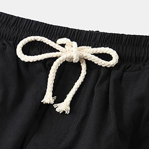 Conjunto corto de lino de dos piezas informal de verano para hombre, venta al por mayor, combinación de camisa y pantalones cortos activos - Product Image 4