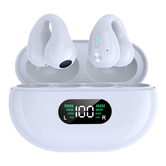 Q80 TWS Wireless Headphones Bluetooth 5.3 Bone Conduction Earphones Earclip Design Touch Control LED Earbuds Sports Headsets