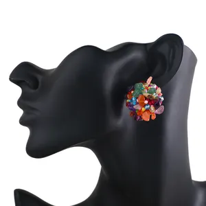 Fashion Unique Design Beaded Cluster Drop Earrings Acrylic Earrings Women Wholesale