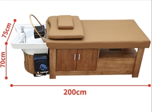Solid wood hair washing and haircutting salon dedicated water circulation steam heating water foot <b>bath</b> integrated bed - Product Image 4