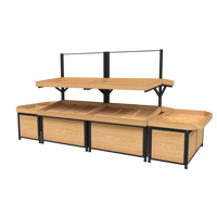 Supermarkt zware-duty roestvrijstalen displayrek voor vers fruit en groenten, multifunctioneel metalen ontwerp