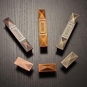 Tiradores de Gabinete de Latón Antiguo Estilo Art Deco, Tiradores de Cajón Geométricos de Aleación de Zinc, Perillas Rectangulares a Juego, Herrajes para Muebles de Armario - Product Image 2