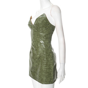 2025 verano alta calidad Sexy moda imitación cocodrilo estampado cuero Spice Girl vestidos tubo vestidos <span class=keywords><strong>de</strong></span> <span class=keywords><strong>mujer</strong></span> - Product Image 4