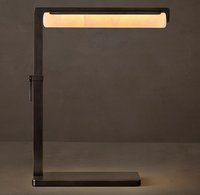 Lampe de table moderne en albâtre pour chambre à coucher, abat-jour en laiton, éclairage décoratif, design classique, LED pour salon, bureau, lampe de bureau