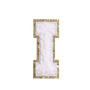 Venta al por mayor de parches de purpurina personalizados letras bordadas DIY Iron on Hoodie color arcoíris Chenille parches del alfabeto - Product Image 4