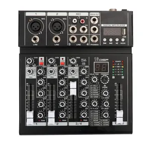 Sound Board card Audio Mixer Console Desk System Interface 4 Channel Power Stereo audio digital mixer