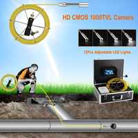 Endoscope industriel étanche 1000TVL avec objectif 1,8 mm CMOS, câble en fibre de verre de 20 m, caméra d'inspection de tuyaux portable, moniteur 7 pouces