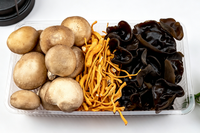 Boîte d'emballage pour champignons en plastique PP/PET/PVC écologique et jetable, avec couvercle transparent, qualité alimentaire, personnalisable pour les champignons comestibles frais (bois)