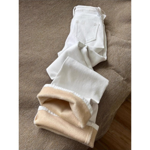 Jeans évasés blancs pour femmes, automne et hiver, nouvelle <span class=keywords><strong>doublure</strong></span> en laine, taille haute, coupe slim, jambe large, respirant - Product Image 2