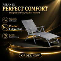 Chaise longue en métal Teslin, 5 positions réglables, dossier inclinable, pliable, pour piscine, patio, plage, jardin, hôtel, camping