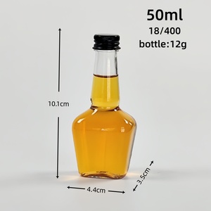 Offre Spéciale 50ml Mini bouteille miniature en plastique PET <span class=keywords><strong>alcool</strong></span> boisson liqueur vin whisky avec couvercle en aluminium - Product Image 2