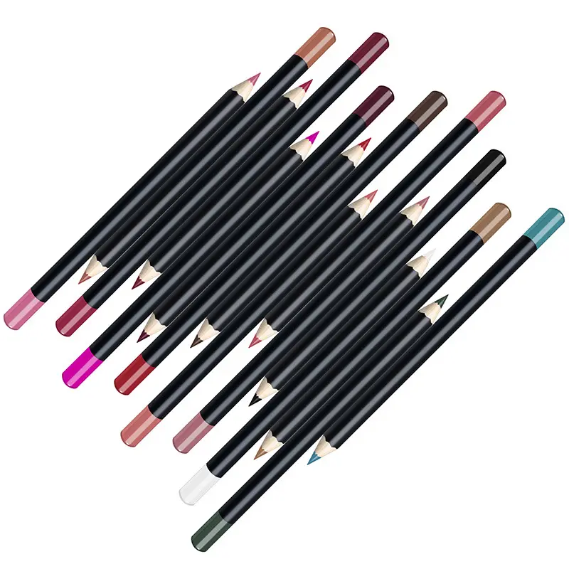 Private Label 3 in 1 Lip liner Eyeliner Eyebrow Pencil 16 Colors Matte Shimmer Lip Liner Eyeliner Pencil Makeup