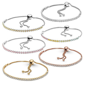 <span class=keywords><strong>Pulsera</strong></span> <span class=keywords><strong>Pandora</strong></span> de Plata de Ley S925, <span class=keywords><strong>Pulsera</strong></span> Tenis Deslizante Brillante, <span class=keywords><strong>Pulsera</strong></span> Tenis <span class=keywords><strong>Ajustable</strong></span> con Circonitas, Joyería Fina - Product Image 1
