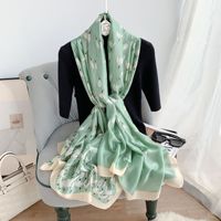 Écharpe longue en satin imitation soie à imprimé floral pour femme, légère, protection solaire estivale, châle, foulard tendance, vente en gros