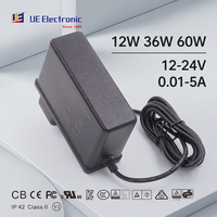 Adaptateur secteur AC/DC 12W 36W 60W 12V 15V 22V 24V 2.5A 4A 5A pour thermomètre électronique et alimentation médicale