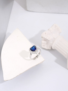 Elegante e affascinante <span class=keywords><strong>anello</strong></span> a <span class=keywords><strong>cuore</strong></span> in zircone <span class=keywords><strong>blu</strong></span> <span class=keywords><strong>con</strong></span> apertura regolabile per donne <span class=keywords><strong>con</strong></span> semplici gioielli ad <span class=keywords><strong>anello</strong></span> - Product Image 3
