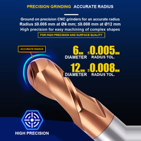 Fraise à bille en acier au tungstène HRC55 à 2 dents, profilée en arc R0.5-R10mm, fraise à bout sphérique CNC en carbure avec revêtement Altin