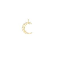 Mini pendentif en forme de lune en or jaune véritable 9 carats, finition martelée brillante, petites breloques délicates pour la création de bijoux permanents DIY