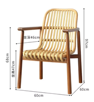 Chaise de salle à manger moderne et minimaliste en agate, rotin et teck pour salon et balcon