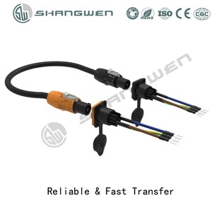 Cable de alimentación LED de 3 pines de alta capacidad de corriente <span class=keywords><strong>Triple</strong></span> carcasa negra IP65 exterior 3 conector <span class=keywords><strong>macho</strong></span> impermeable <span class=keywords><strong>enchufe</strong></span> 20A 250V aleación hecha - Product Image 5