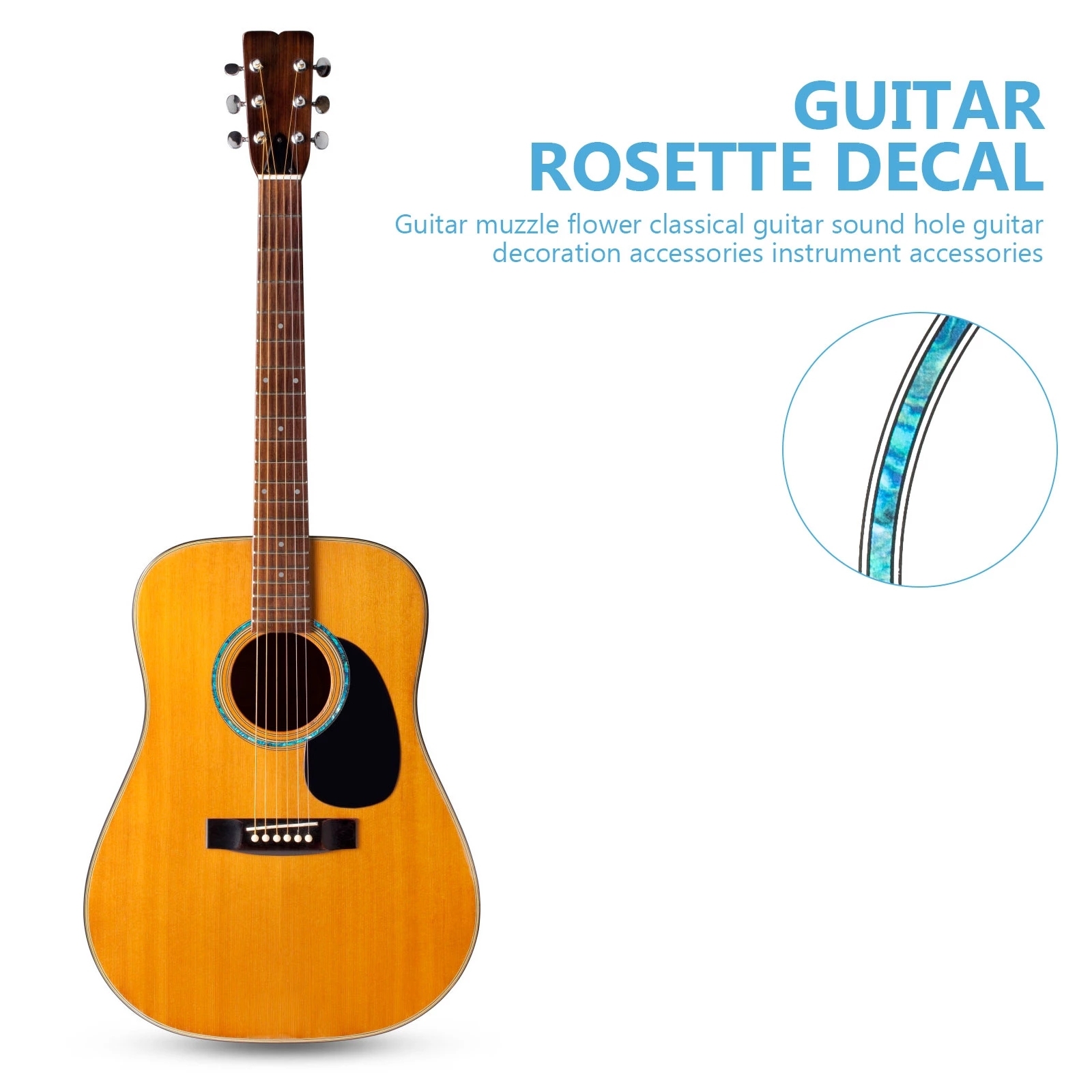Lot De 2 Autocollants Trou Sonore Guitare - Couronne Nuage Et Étoile - Décoration Personnalisée