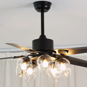 <span class=keywords><strong>Ventilateur</strong></span> de <span class=keywords><strong>plafond</strong></span> noir mat pour restaurant avec <span class=keywords><strong>globe</strong></span> en <span class=keywords><strong>verre</strong></span> transparent Style ferme industriel pour salle à manger Café bar - Product Image 5