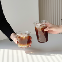 Vente en gros de gobelets en verre borosilicate de haute qualité 400 ml/500 ml, tasse à café de qualité supérieure, style vintage, grande capacité, utilisation hôtelière