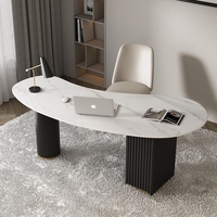 Mobilier de maison de luxe Table de bureau Ordinateur moderne Salon d'écriture Réception Table de travail blanche avec dessus en marbre